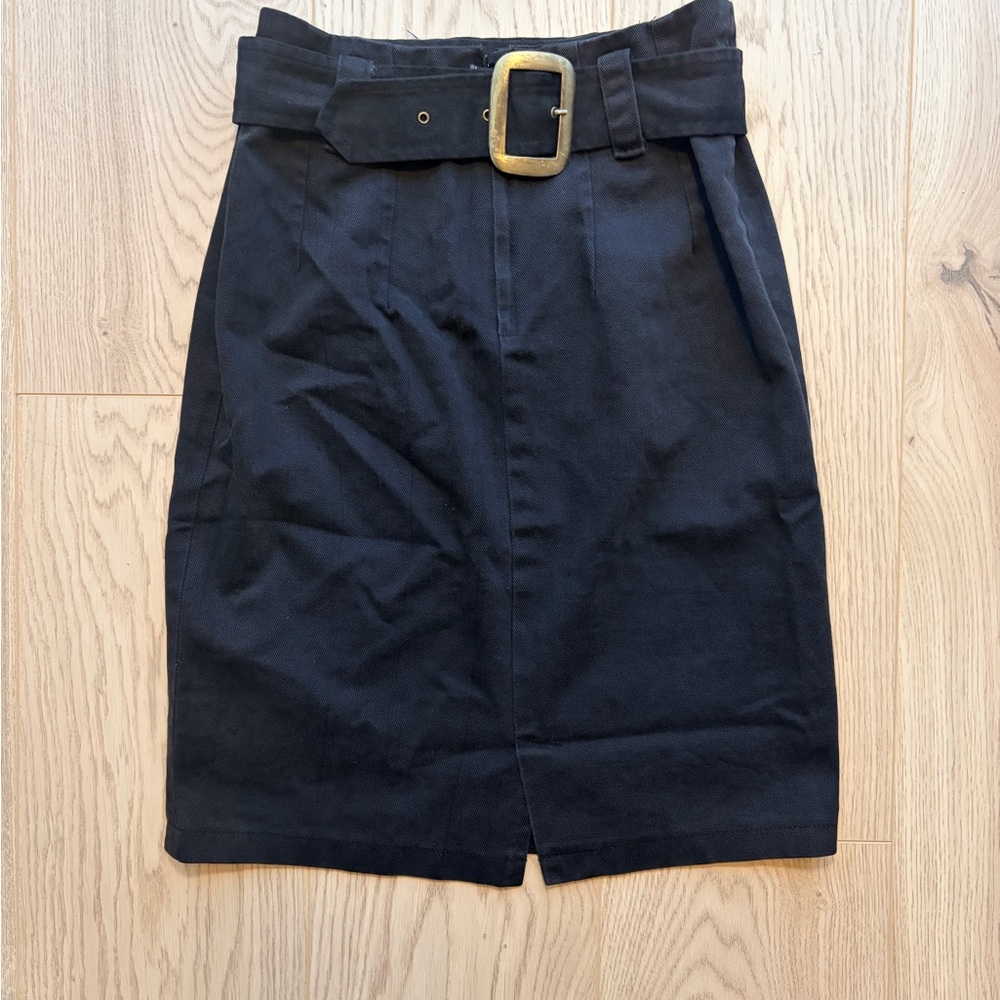 De Couleur Black High Waisted Belted Pencil Skirt Size 6